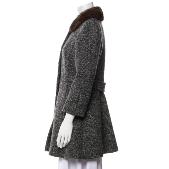 DOLCE & GABBANA Virgin Wool Tweed Pattern Fur Coat - Picture 2 of 3